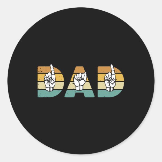 Sticker Rond ASL Papa American Sign Language Sourd Sensibilisat (Devant)