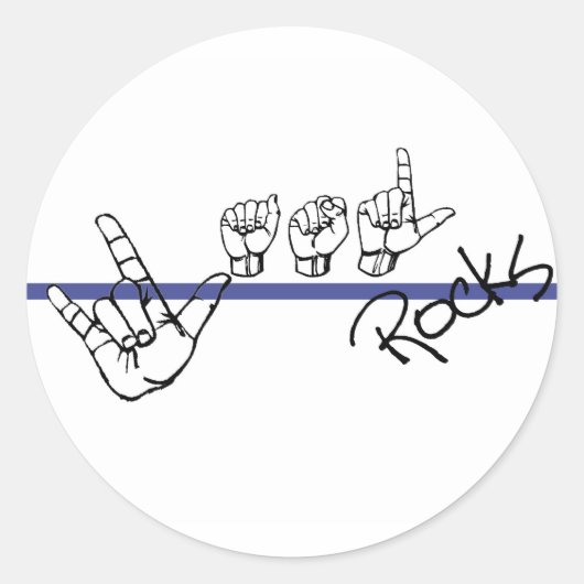 Sticker Rond ASL Rocks noir et bleu (Devant)