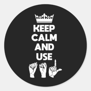 Sticker Rond ASL Sensibilisation des personnes sourdes et langu