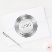 Sticker Rond Aspect métallique en acier inoxydable brillant (Enveloppe)