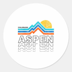 Sticker Rond Aspen colorado co montagne ski vintage 80s
