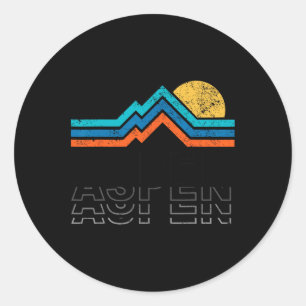 Sticker Rond Aspen Colorado Co Ski alpin Vintage 80s Aspe