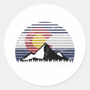 Sticker Rond Aspen Colorado Drapeau - Co Bluebird Day Mountain