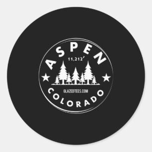 Sticker Rond Aspen Colorado - grande forêt de montagne