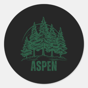 Sticker Rond Aspen Colorado Montagnes Ski Sapin Extérieur États