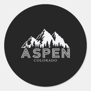 Sticker Rond Aspen Colorado Ski de montagne Voyage de vacances 