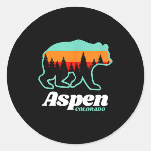 Sticker Rond Aspen colorado ski snowboard ours