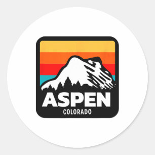 Sticker Rond Aspen Colorado Ski Snowboard Voyage en famille