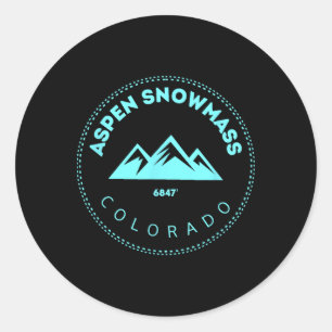 Sticker Rond Aspen Snowm Colorado Mountain Town - Co élévé S