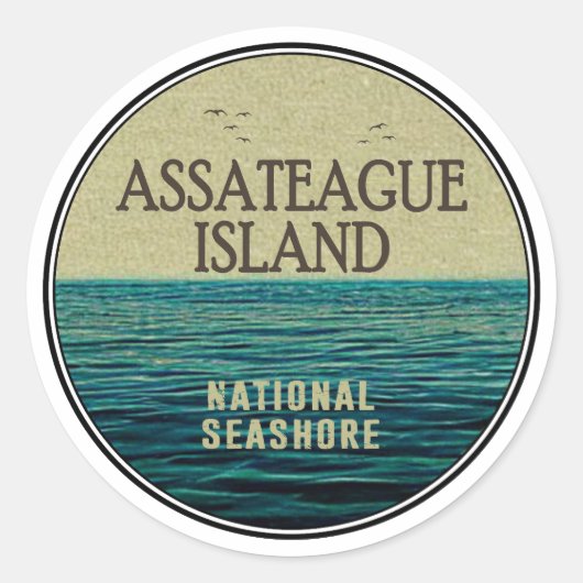 Sticker Rond Assateague Island National Seashore Ocean Birds (Devant)
