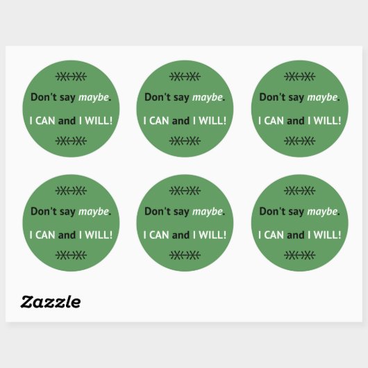 Sticker Rond Assertive Je PEUX citer vert (Feuille)