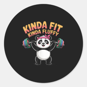 Sticker Rond Assez en forme, panda assez duveteux Gym drôle Fit