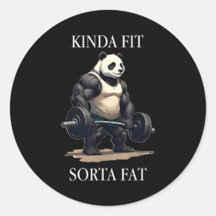 Sticker Rond Assez en forme plutôt gros panda de gym musculatio
