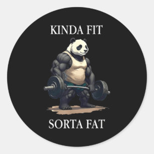Sticker Rond Assez en forme plutôt gros panda drôle de salle de