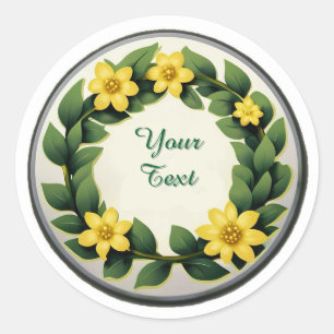 Sticker Rond Assiette à motif de couronne florale ronde avec fl