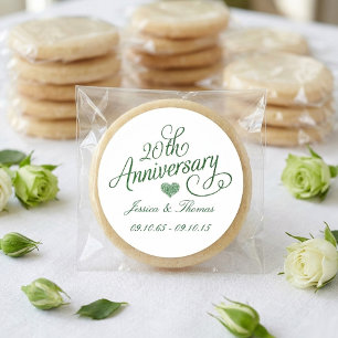 Sticker Rond Assiettes en papier pour les 20 ans de mariage - É