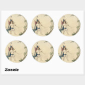 Sticker Rond Assis sur le fil d'araignée (Feuille)