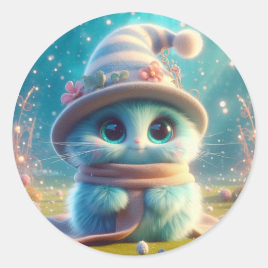 Sticker Rond Assistant Cat bleu (Devant)