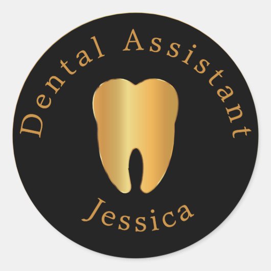 Sticker Rond Assistant dentaire avec nom (Devant)