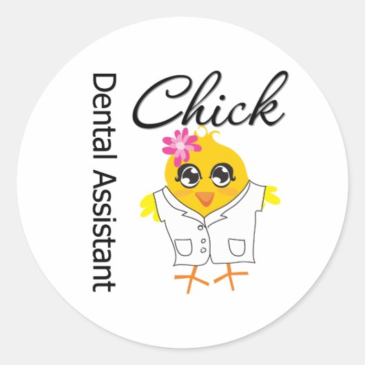 Sticker Rond Assistant dentaire Chick (Devant)