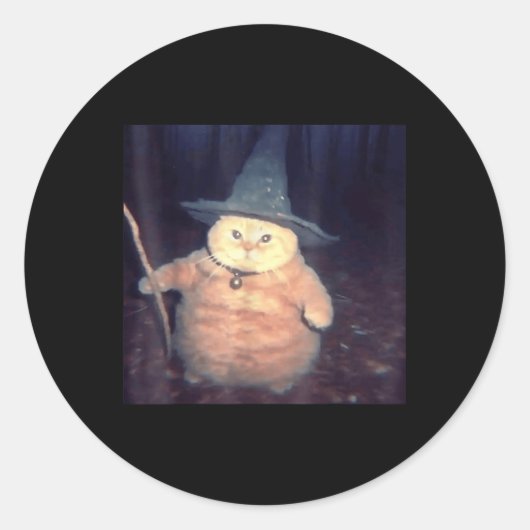 Sticker Rond Assistant Halloween Chat Mème _1 (Devant)