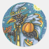 STICKER ROND ASSISTANT HALLOWEEN EVE BLACKBIRD, HALLOWEEN RAVEN (Devant)