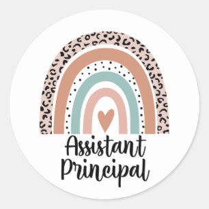 Sticker Rond Assistant principal Rainbow Leopard Funny Cadeau