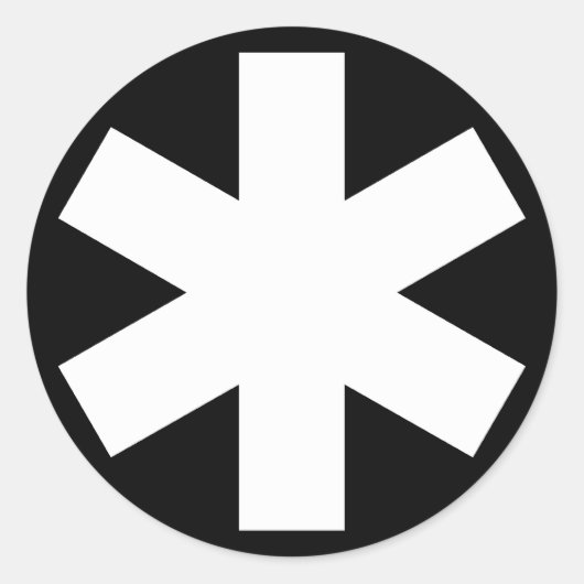 Sticker Rond Asterisk - Blanc sur Noir (Devant)