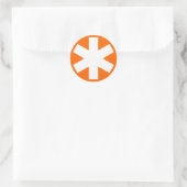 Sticker Rond Asterisk - Blanc sur Orange (Sac)