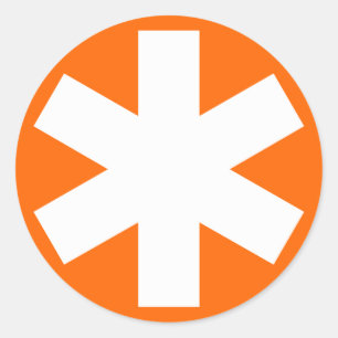 Sticker Rond Asterisk - Blanc sur Orange