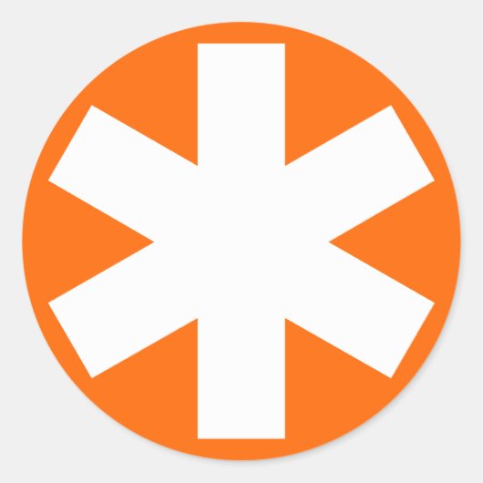 Sticker Rond Asterisk - Blanc sur Orange (Devant)
