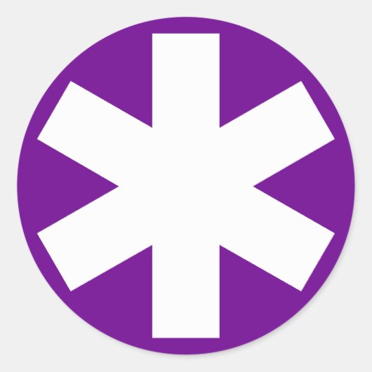 Sticker Rond Asterisk - Blanc sur pourpre (Devant)