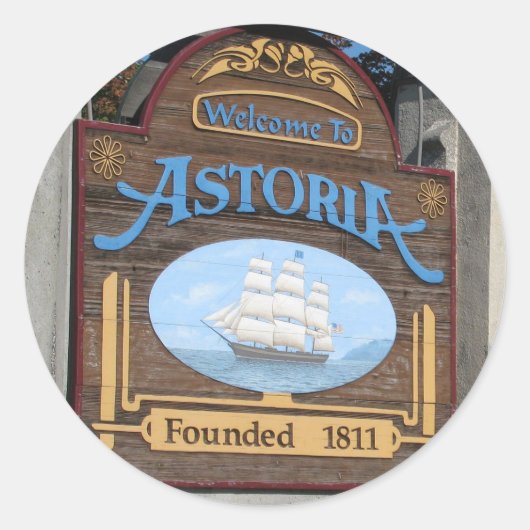 Sticker Rond Astoria, Oregon (Devant)