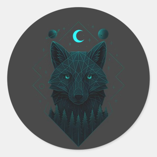 Sticker Rond Astral Fox - Cosmic Clever Spirit (Devant)
