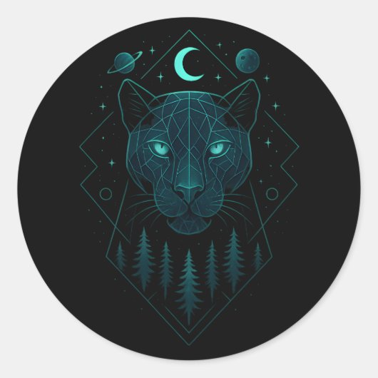 Sticker Rond Astral Panther - Cosmic Dark Predator (Devant)