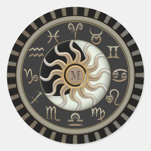 Sticker Rond Astrologie Sun et Moon Design (Devant)