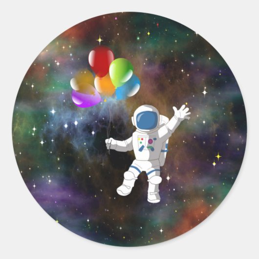 Sticker Rond Astronaut avec ballons (Devant)