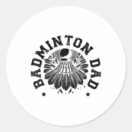 Sticker Rond Astronaut Badminton Player Shuttle (Devant)