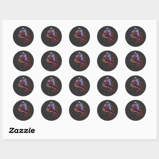 Sticker Rond Astronaut Biker (Feuille)