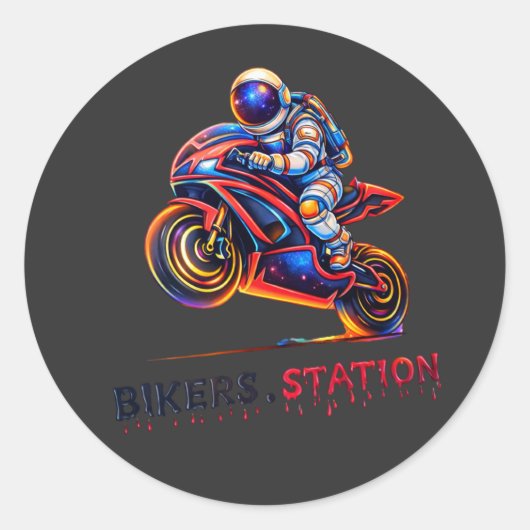 Sticker Rond Astronaut Biker  (Devant)