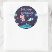 Sticker Rond Astronaut child on the moon, monogrammed name (Sac)