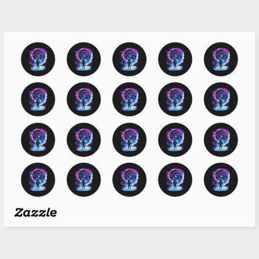 Sticker Rond Astronaut Cosmic Outer Space Galaxy Science (Feuille)