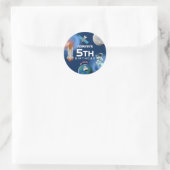 Sticker Rond Astronaut dans l'espace Galaxie Thème Anniversaire (Sac)
