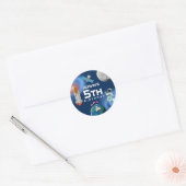 Sticker Rond Astronaut dans l'espace Galaxie Thème Anniversaire (Enveloppe)