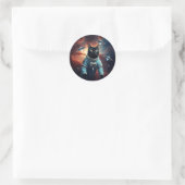 Sticker Rond Astronaut de chat galactique (Sac)