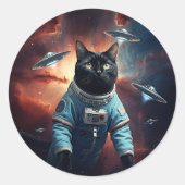 Sticker Rond Astronaut de chat galactique (Devant)