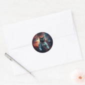 Sticker Rond Astronaut de chat galactique (Enveloppe)