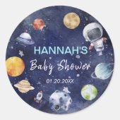 Sticker Rond Astronaut Espace extra-atmosphérique Baby shower F (Devant)