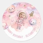 Sticker Rond Astronaut, fille spatiale (Devant)