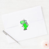 Sticker Rond Astronaut mignon et en colère T-Rex Dinosaur (Enveloppe)